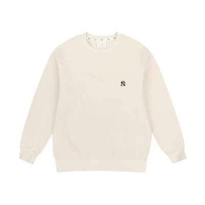 MLB Classic Loose-Fit Small Logo Ivory White Unisex Long Sleeve Sweatshirt 31MT02941-50I