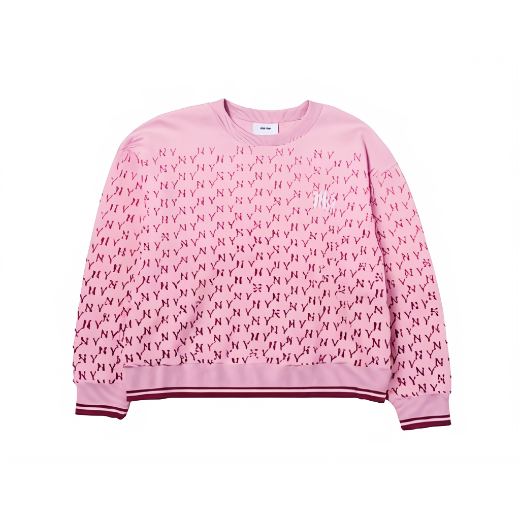 MLB Classic Monogram Gradient Sweatshirt Pink Unisex Crewneck Long Sleeve 3AMTM0744-50PKM 圖 2