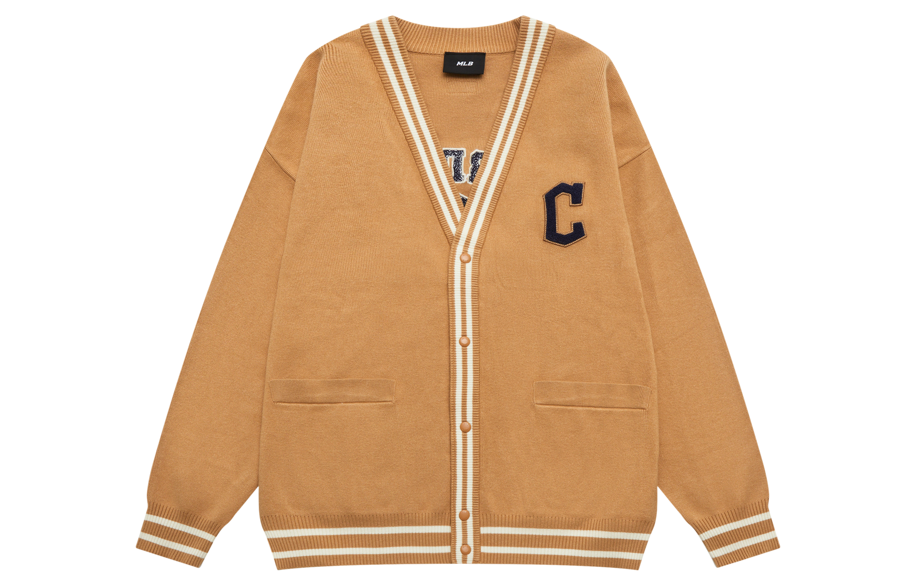 Order MLB Cleveland Indians Letter-Graphic Cardigan Sweater Unisex Brown. 3AKCV0134-45CAL