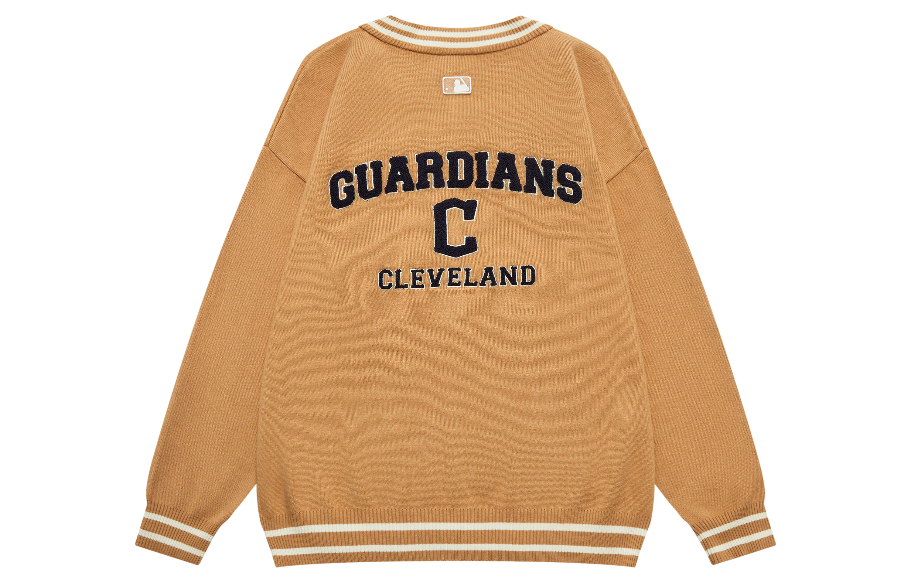 Lookbook MLB Cleveland Indians Letter-Graphic Cardigan Sweater Unisex Brown. 3AKCV0134-45CAL