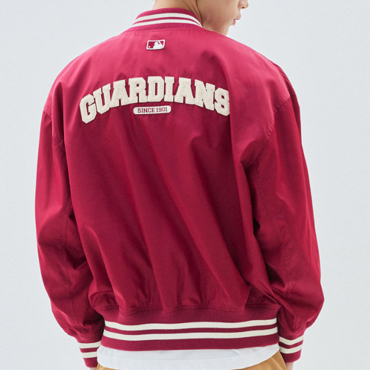 MLB Cleveland Indians Nylon Letterman Basketball Jacket Red Unisex. 3AJPV0434-45WID 圖 6