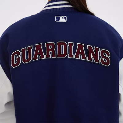 MLB Cleveland Indians Patchwork Logo Baseball Jacket Navy Unisex. 3AJPV0634-45NYS Purchase MLB Cleveland Indians Patchwork Logo Baseball Jacket Navy Unisex. 3AJPV0634-45NYS