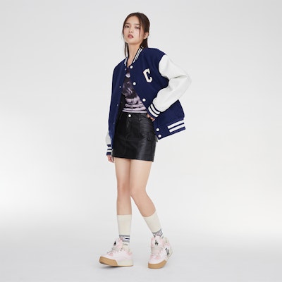 MLB Cleveland Indians Patchwork Logo Baseball Jacket Navy Unisex. 3AJPV0634-45NYS 1