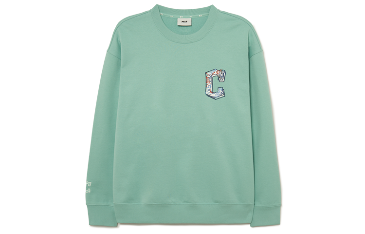 MLB Cleveland Indians Pop Art Logo Crewneck Sweatshirt Unisex Light Mint Green 3AMTL2034-45MTL
