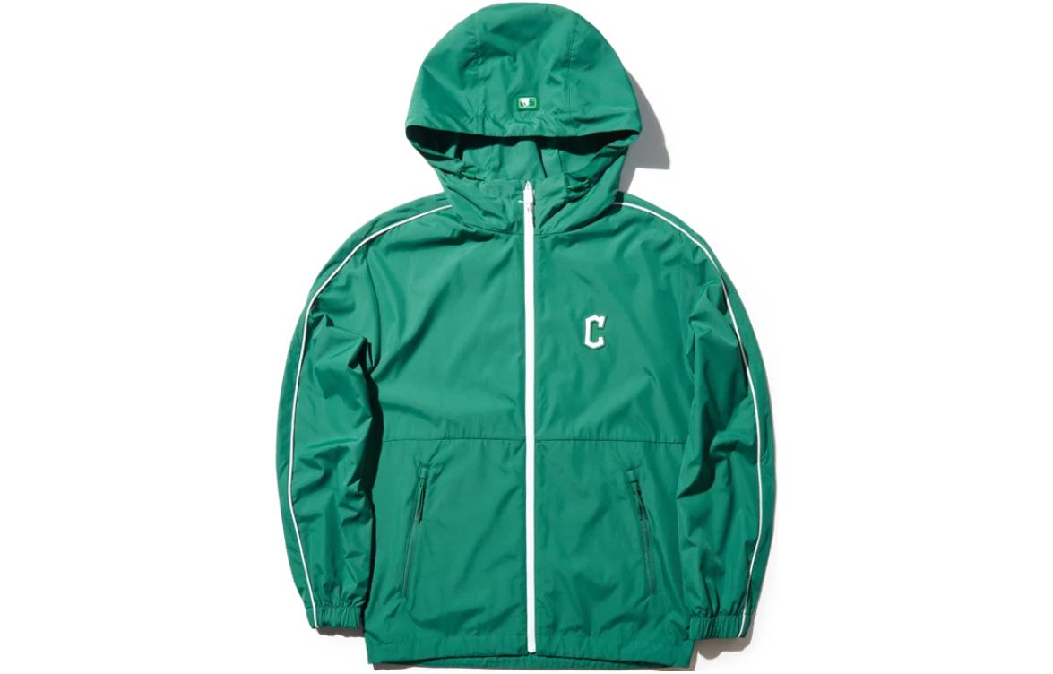 MLB Cleveland Indians Solid Color Zip Hoodie Jacket Unisex Green 3AWJV0743-45GNS