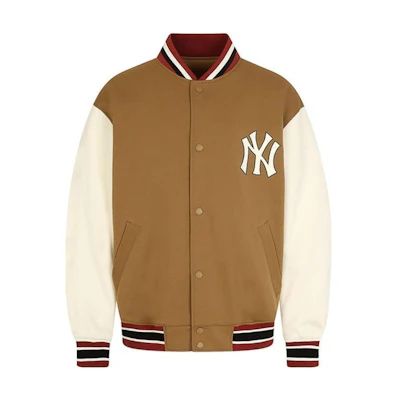 MLB Colorblock Letter Logo Print Long Sleeve Baseball Jacket Brown 31JP02011-50B1