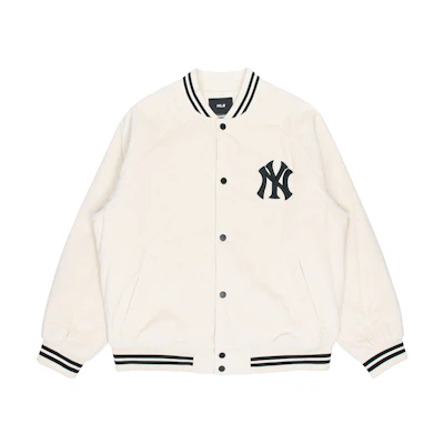 MLB Corduroy Varsity Jacket Cream Unisex Casual Fit Couple Style. 3AJP02016-50CRS