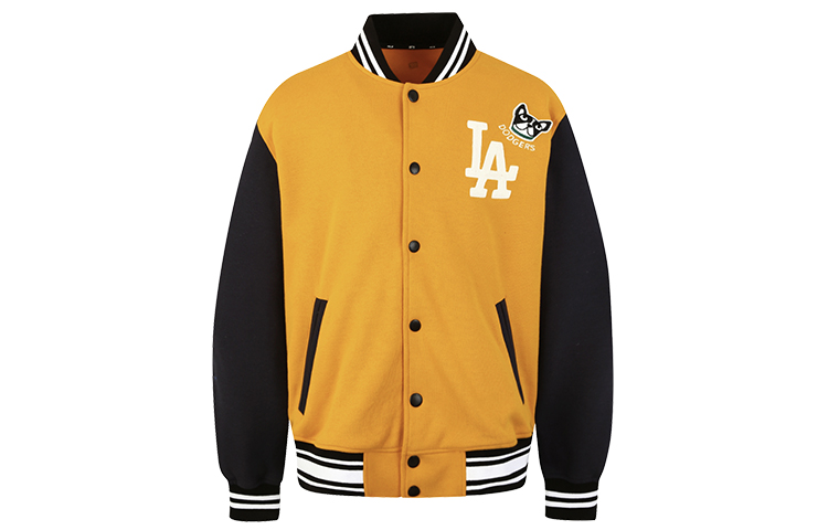 MLB Couples' Retro Varsity Jacket with Dog Embroidery Unisex Yellow 31JPT4911-07D