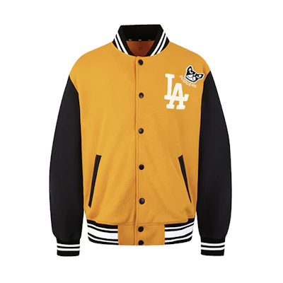 MLB Couples' Retro Varsity Jacket with Dog Embroidery Unisex Yellow 31JPT4911-07D