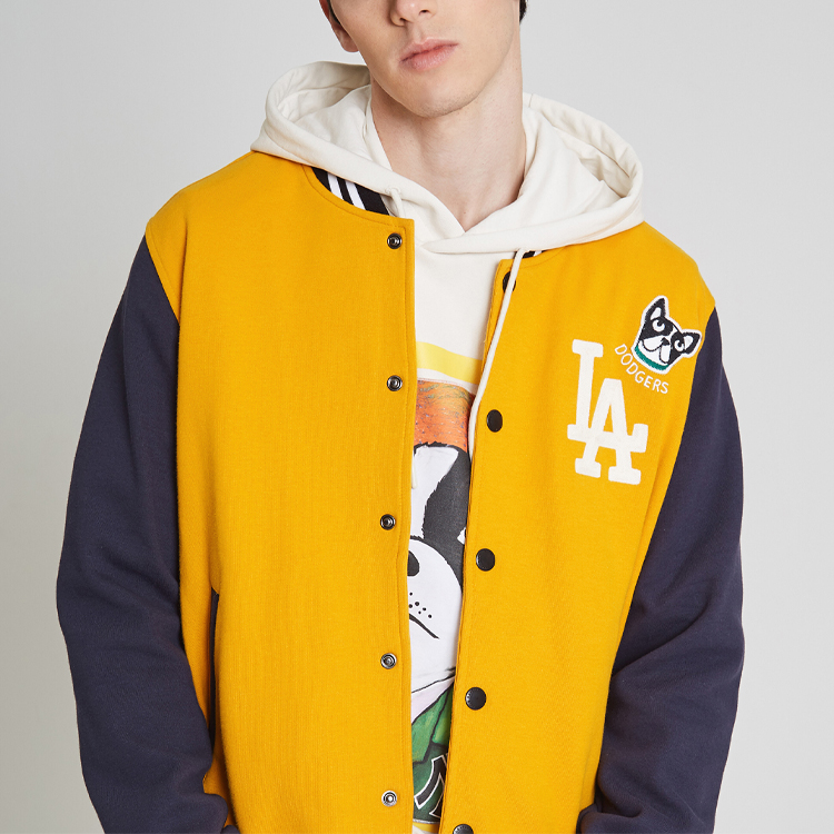 Sizing Chaqueta MLB Varsity Retro Unisex Amarilla con Bordado de Perro. 31JPT4911-07D