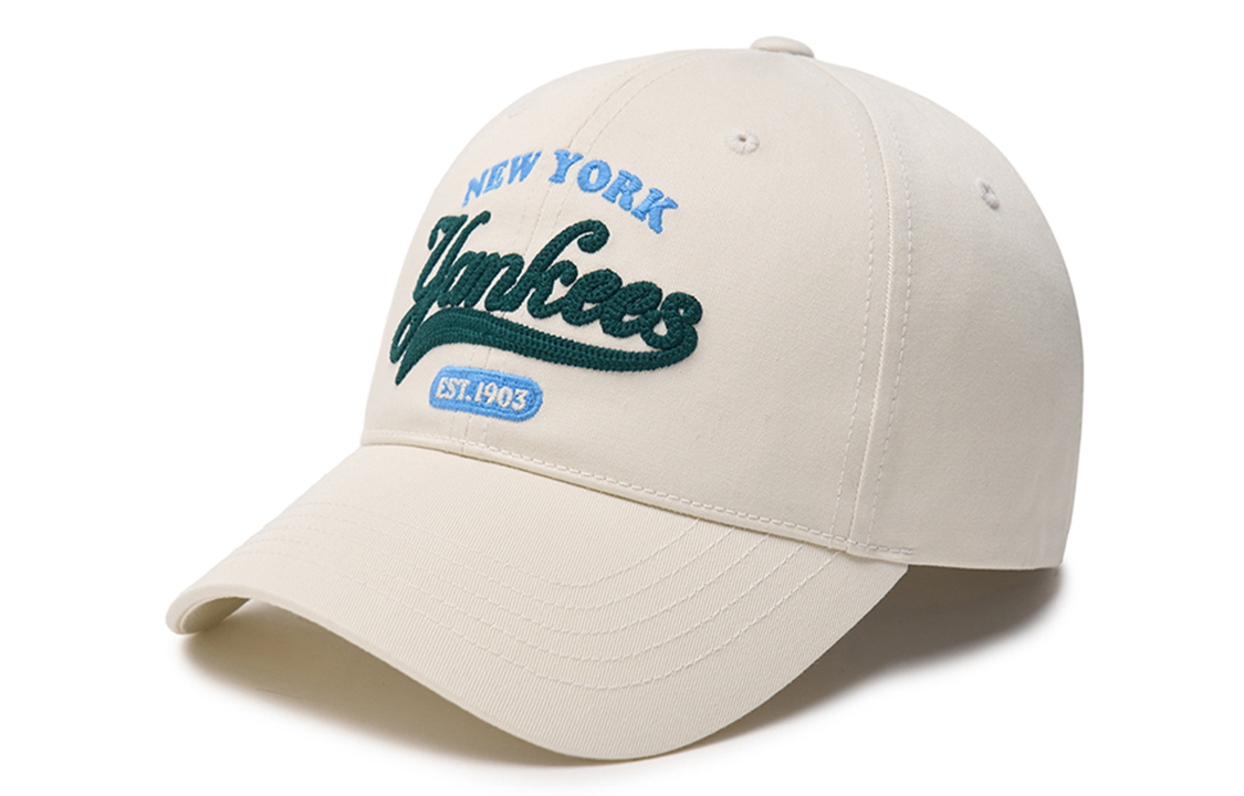MLB Cream Embroidered Logo Baseball Cap Unisex Couple Style Polyester Cotton. 3ACPVL24N-CREAM