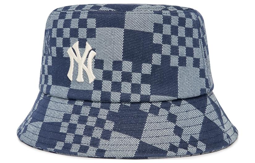 MLB Denim Checkered New York Yankees Cotton Bucket Hat Unisex 3AHTCC12N-50NYD
