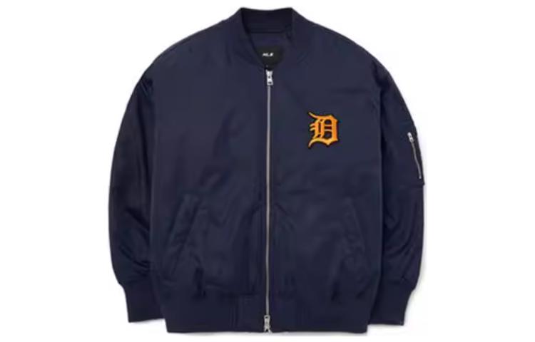 MLB Detroit Tigers Solid Logo Print Navy Baseball Cotton Jacket Unisex 3AJPB0124-46NYD