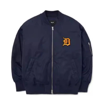 MLB Detroit Tigers Solid Logo Print Navy Baseball Cotton Jacket Unisex 3AJPB0124-46NYD