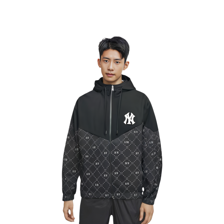 MLB Diamond Monogram New York Yankees Logo Embroidered Unisex Zip Hoodie. 3AWJM0234-50BKS 圖 3