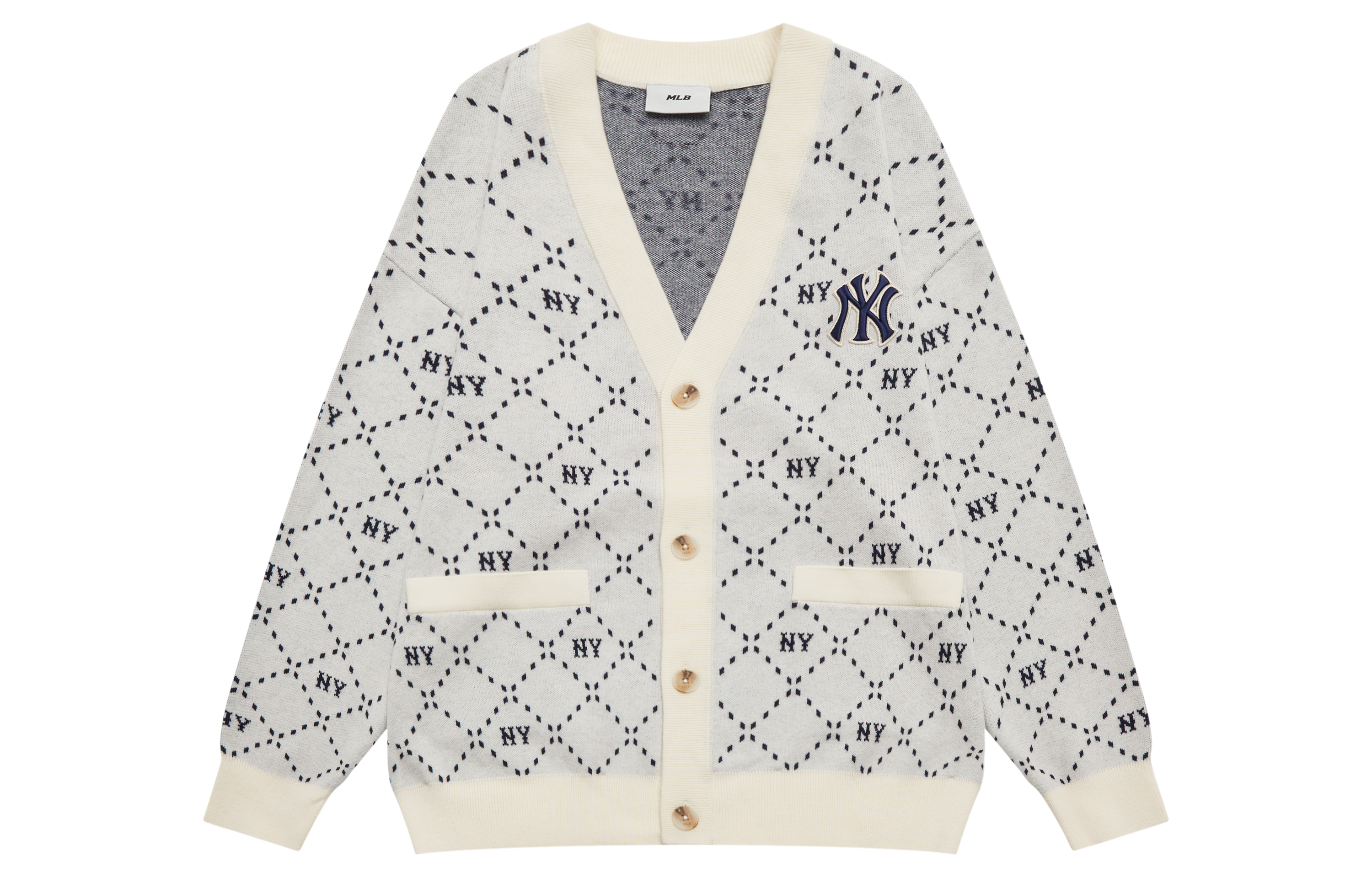 Order MLB Diamond Series Gray V-Neck Knit Sweater Unisex Long Sleeve Pullover. 3AKCM0134-50CRD