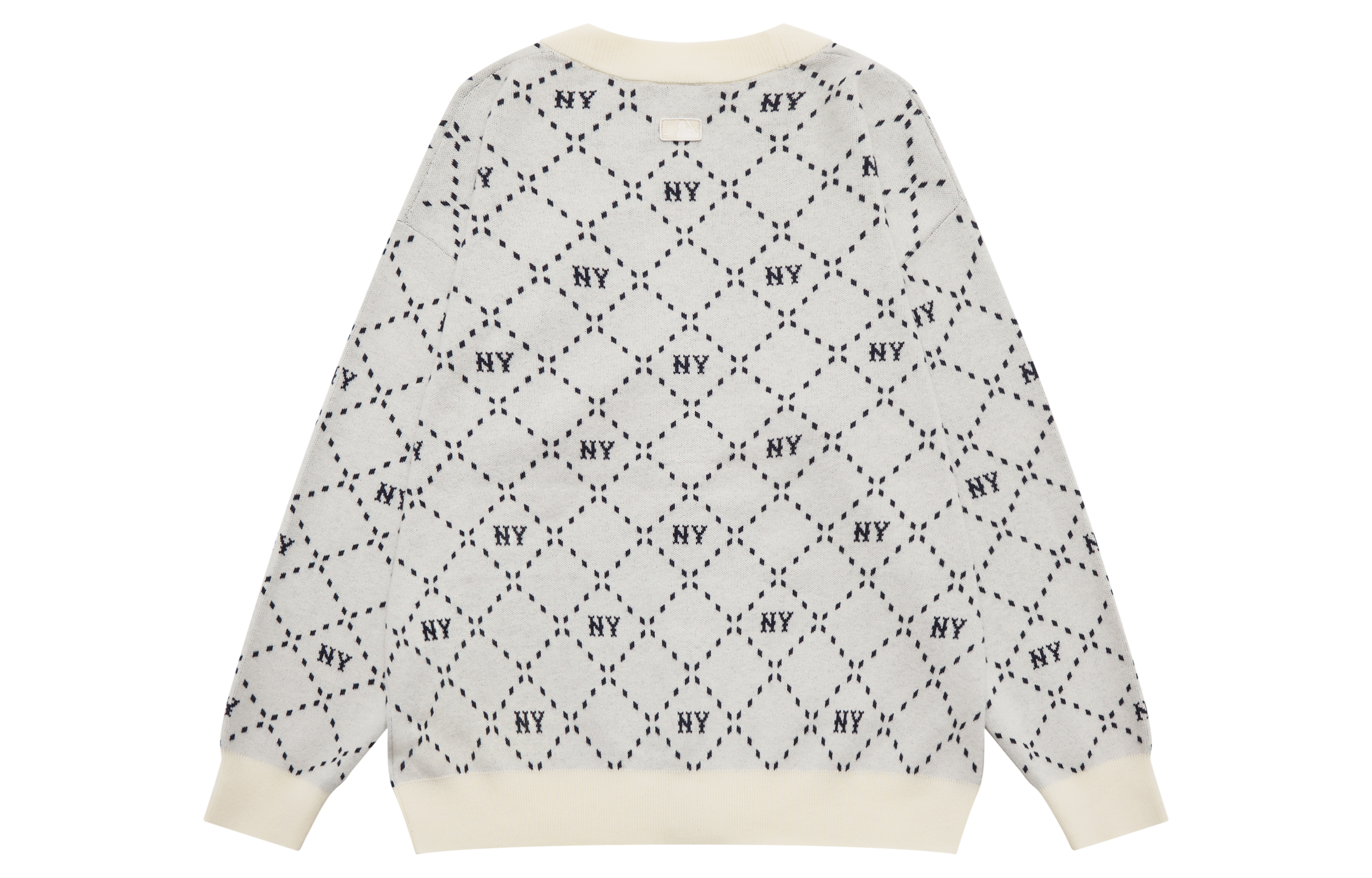 Lookbook MLB Diamond Series Gray V-Neck Knit Sweater Unisex Long Sleeve Pullover. 3AKCM0134-50CRD