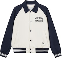MLB Embroidered Letter Button-Up Long-Sleeve Baseball Jacket Navy Unisex 3AJPV1641-50NYD MLB Embroidered Letter Button-Up Long-Sleeve Baseball Jacket Navy Unisex 3AJPV1641-50NYD