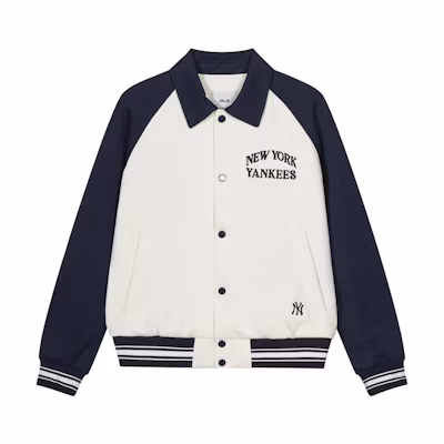 MLB Embroidered Letter Button-Up Long-Sleeve Baseball Jacket Navy Unisex 3AJPV1641-50NYD