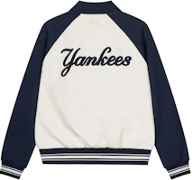 Lookbook MLB Embroidered Letter Button-Up Long-Sleeve Baseball Jacket Navy Unisex 3AJPV1641-50NYD
