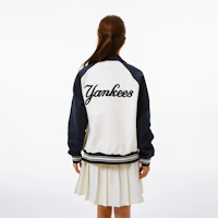 Shop MLB Embroidered Letter Button-Up Long-Sleeve Baseball Jacket Navy Unisex 3AJPV1641-50NYD