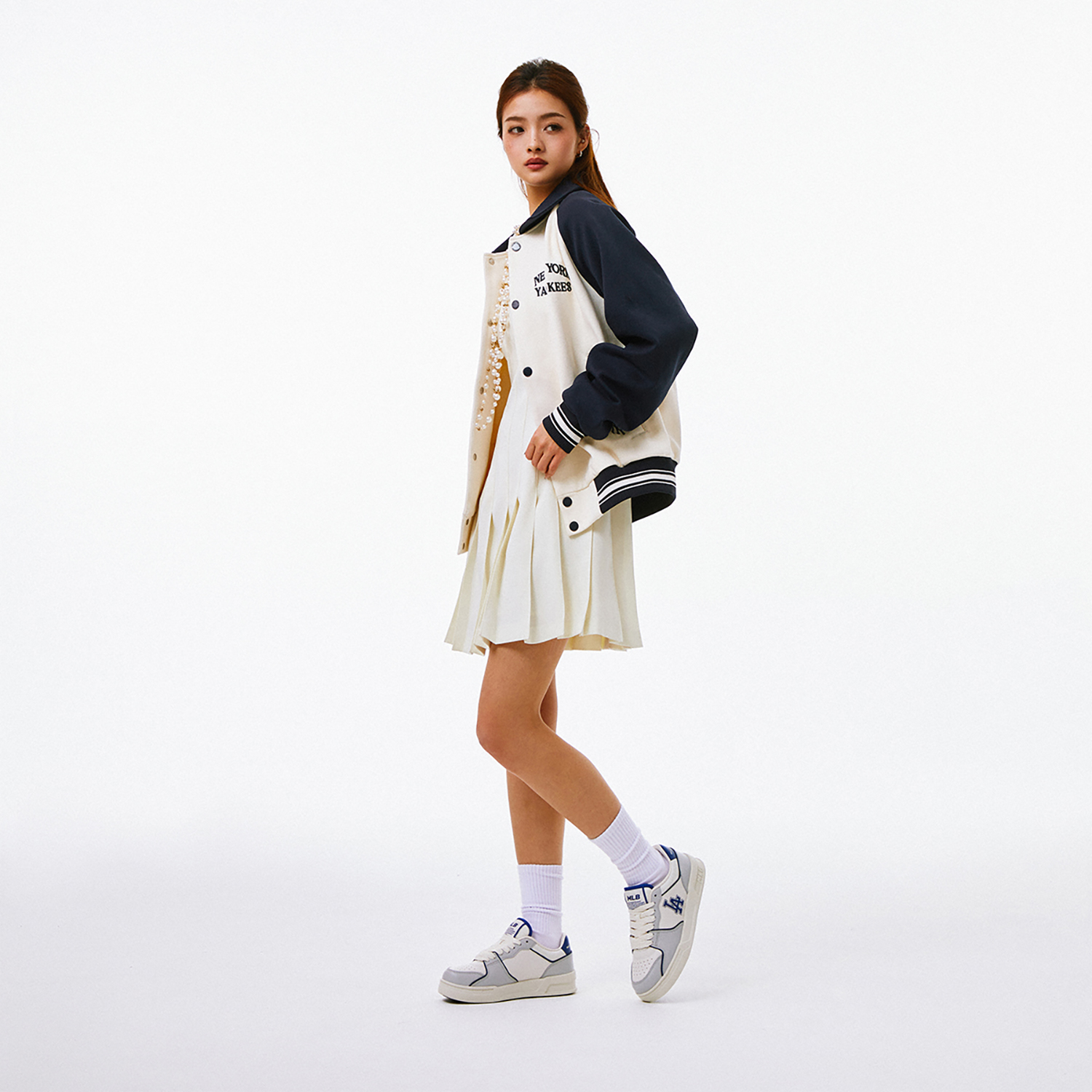 Details for MLB 刺繍ロゴ ボタンアップ 長袖 ベースボールジャケット ネイビー ユニセックス 3AJPV1641-50NYD