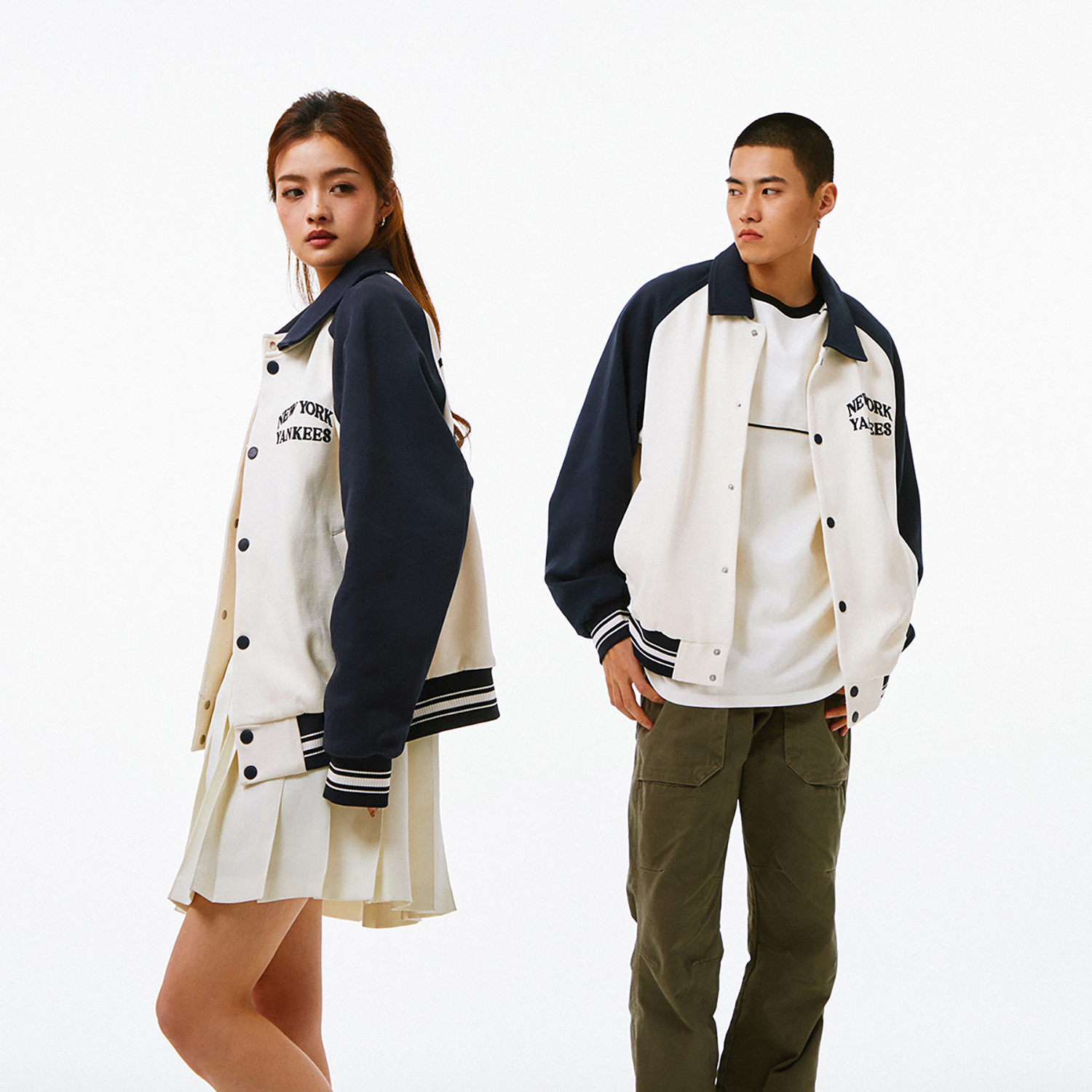 Cheap MLB 刺繍ロゴ ボタンアップ 長袖 ベースボールジャケット ネイビー ユニセックス 3AJPV1641-50NYD