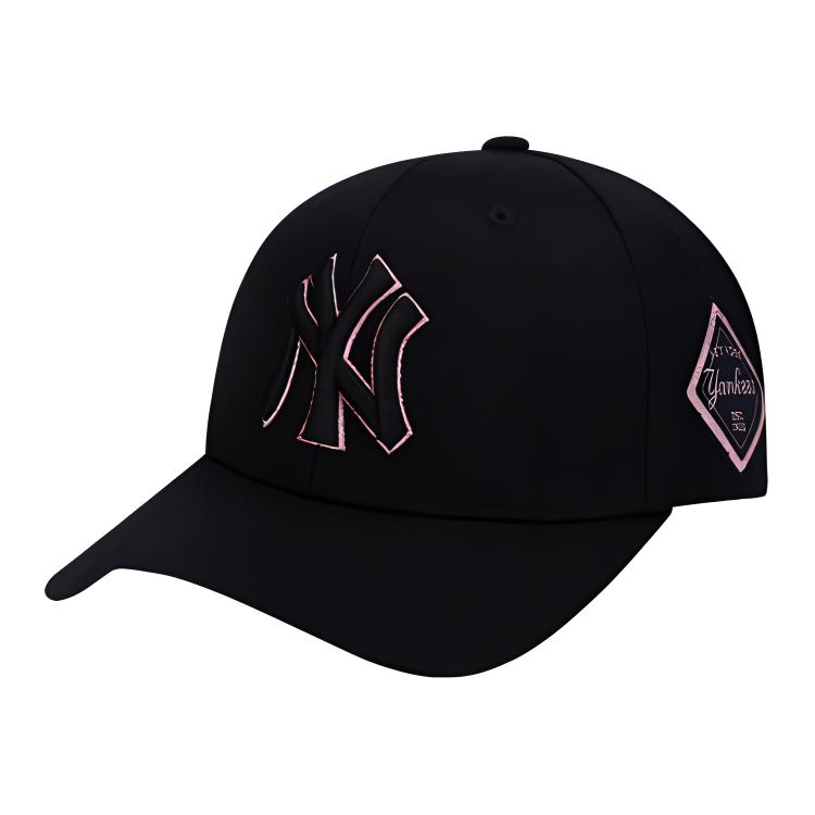 MLB Embroidered Logo Wool Blend Baseball Cap Black/Pink Unisex Couple Style 32CP85111-50L