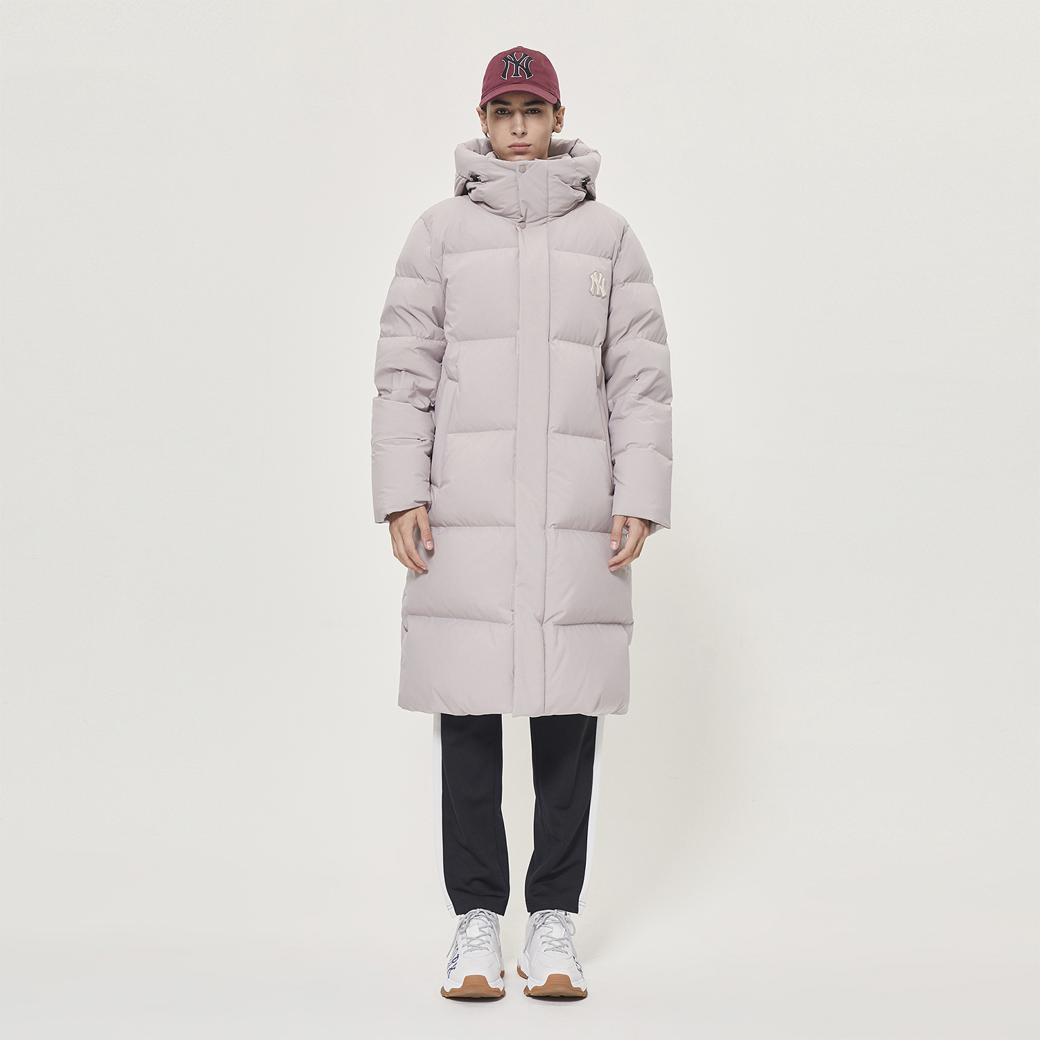 MLB Embroidered New York Yankees Unisex Beige Long Hooded Down Jacket 31DJ02961-50B 圖 4