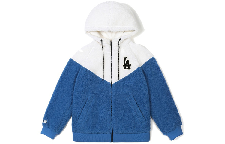 MLB Fleece Lined Hoodie Jacket Unisex White Blue拼接 31JPF5061-07U 圖 2