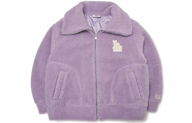 MLB Fleece Zip-Up Jacket Los Angeles Dodgers Purple Unisex Plush Long Sleeve 3AJPF0216-07LDL