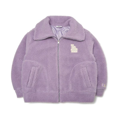 MLB Fleece Zip-Up Jacket Los Angeles Dodgers Purple Unisex Plush Long Sleeve 3AJPF0216-07LDL