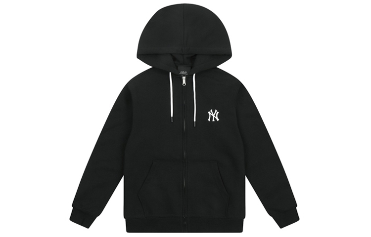 MLB Front Logo Embroidery Zip Hoodie Unisex Black 31TR01111-50L