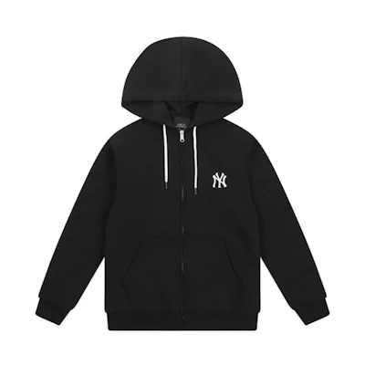 MLB Front Logo Embroidery Zip Hoodie Unisex Black 31TR01111-50L