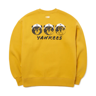 MLB Frowning Bear Embroidered Sweatshirt Unisex Yellow 3AMTE5116-50MSD