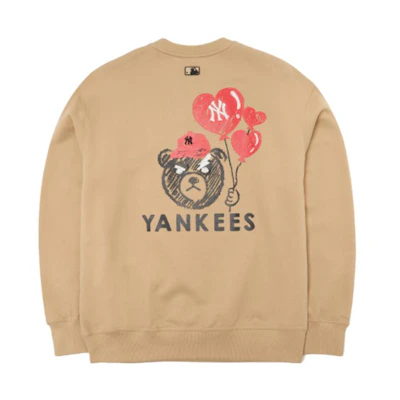 MLB Frowning Bear Graphic Crewneck Unisex Sweatshirt Beige 3AMT00121-50BGD