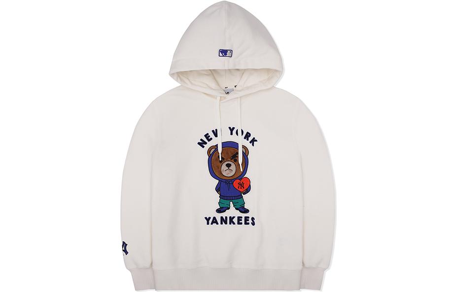 MLB Frowning Bear Print Unisex Cream Long Sleeve Casual Sweatshirt 3AHDE0126-50CRS