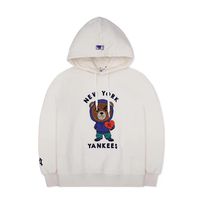 MLB Frowning Bear Print Unisex Cream Long Sleeve Casual Sweatshirt 3AHDE0126-50CRS