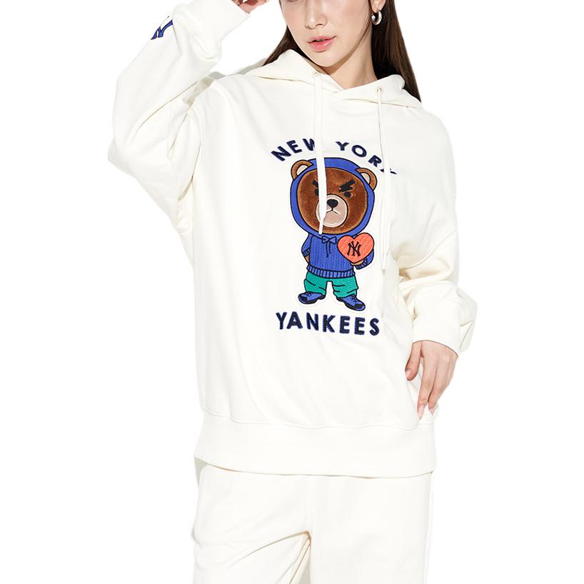 Lookbook MLB怒脸熊印花男女同款米色长袖休闲卫衣 3AHDE0126-50CRS