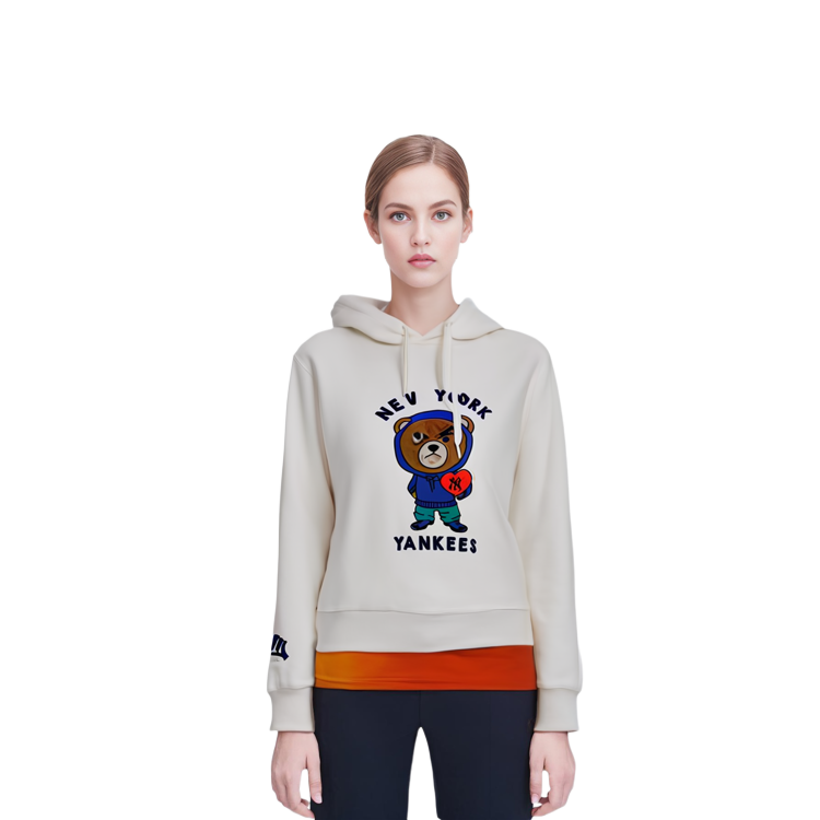 Cheap MLB怒脸熊印花男女同款米色长袖休闲卫衣 3AHDE0126-50CRS