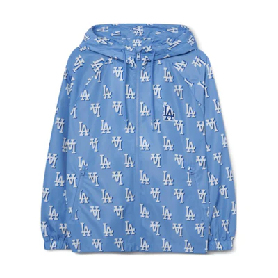 MLB Full Print Lettering Zip Hoodie Jacket Unisex - Blue 3AWJM0131-07CBL