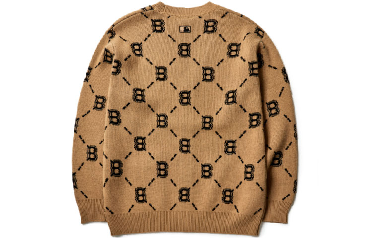 Lookbook MLB FW21 Boston Red Sox Monogram Logo Knit Sweater Beige Unisex Retro Style 3AKTM0214-43BGD