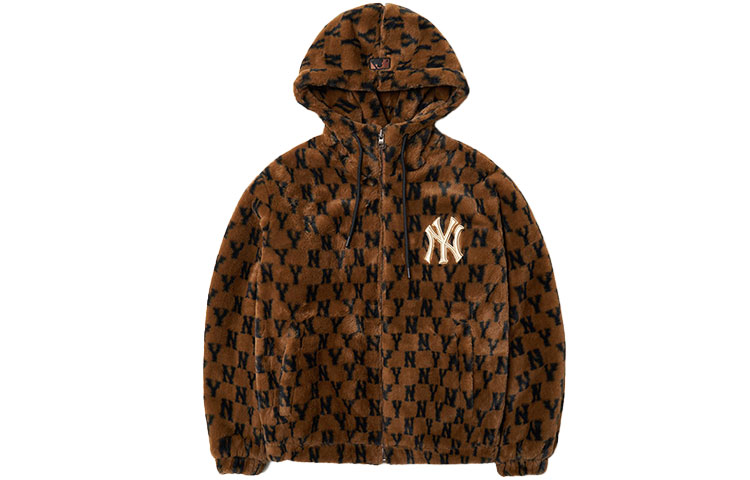 MLB FW21 Retro Monogram Brown Fleece Logo Jacket Unisex 3AJPF1816-50BRS