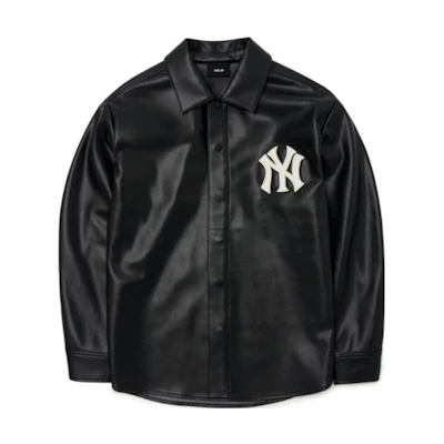 MLB FW22 Black Solid Letter Patch Long Sleeve Jacket 3AWSB0324-50BKS