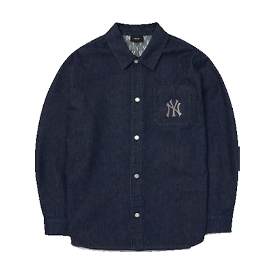 MLB FW22 Blue Denim Jacket Long Sleeve Single-Breasted Casual Outfit. 3adrm0524-50NYD