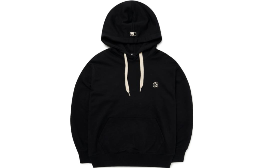 MLB FW22 Black Hoodie Unisex with Small Logo Embroidery Long Sleeve Pullover 3AHDB0124-50BKS