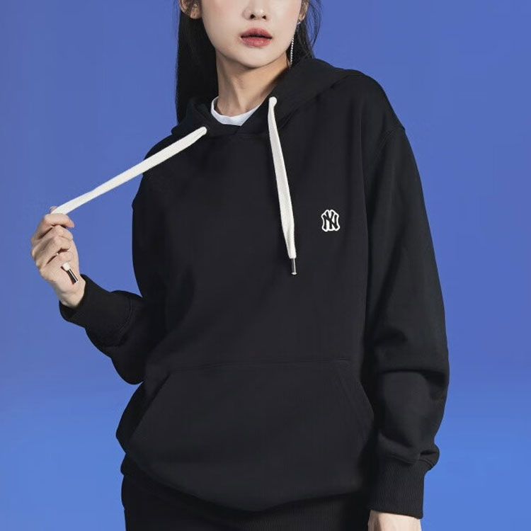 Purchase MLB FW22 블랙 후드티 유니섹스 스몰 로고 자수 긴팔 풀오버 3AHDB0124-50BKS