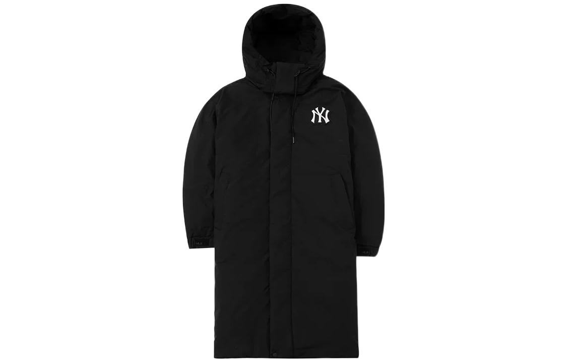 MLB FW22 Black Logo Hooded Long Down Jacket Unisex Windproof Warm Coat. 3ADJB1426-50BKS