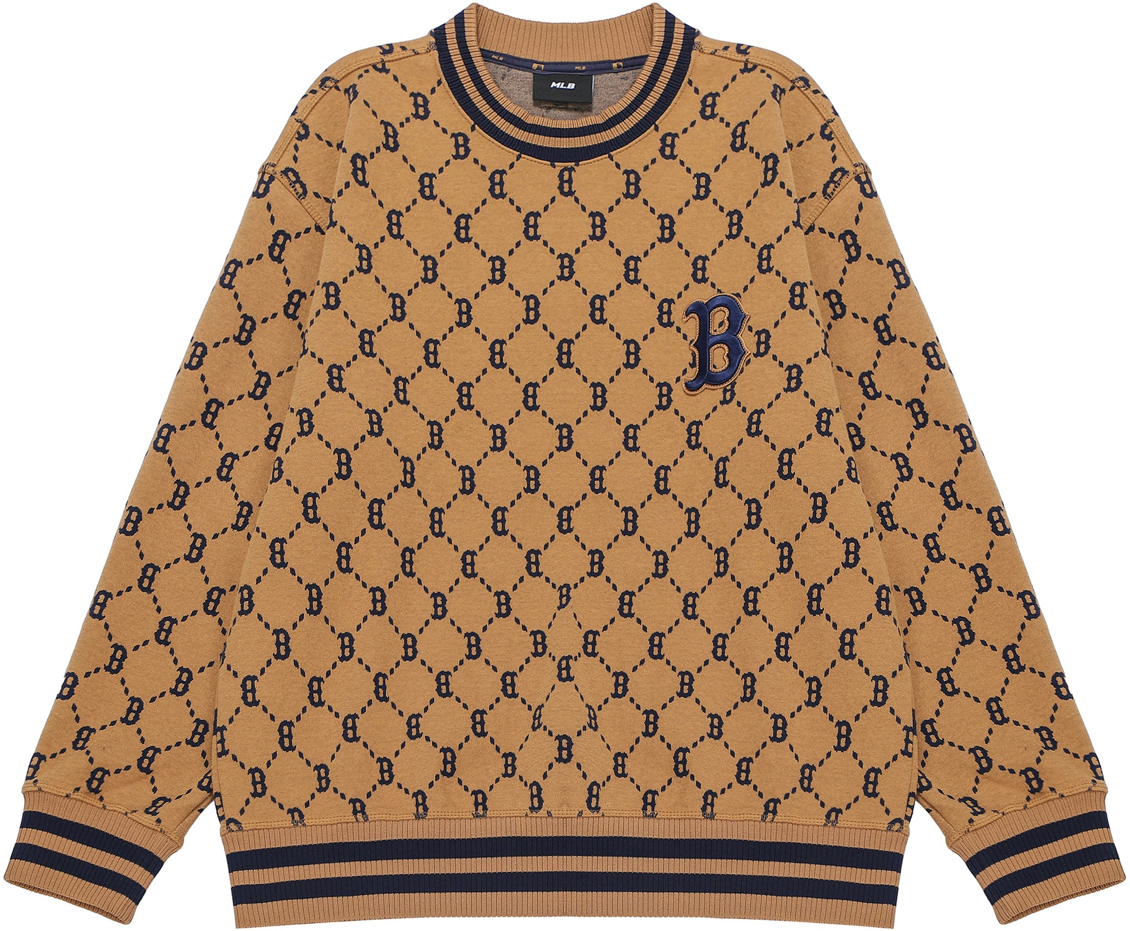 mlb-fw-22-boston-red-sox-logo-embroidered-crewneck-monogram-brown-unisex-sweatshirt-3-amtm-0724-43-bgd