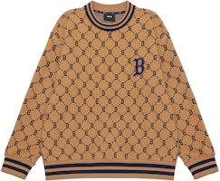 MLB FW22 Boston Red Sox Logo Embroidered Crewneck Monogram Brown Unisex Sweatshirt 3AMTM0724-43BGD MLB FW22 Boston Red Sox Logo Embroidered Crewneck Monogram Brown Unisex Sweatshirt 3AMTM0724-43BGD